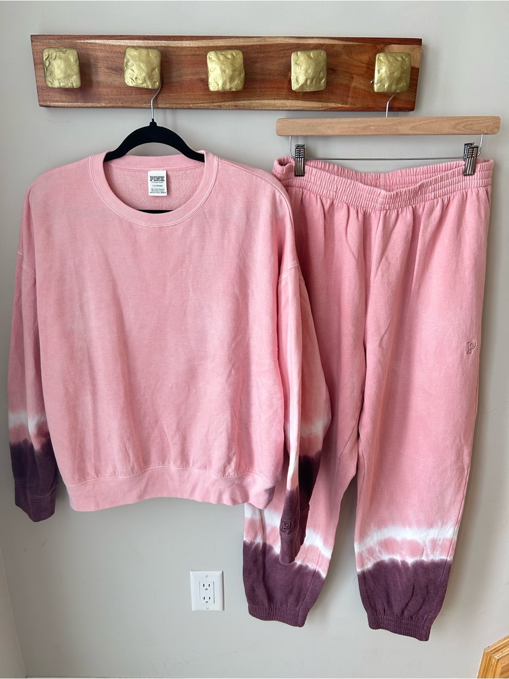 PINK Victoria’s Secret Tie Dye Sweat Set Pink Purple Lounge Large